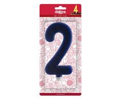 dekora Candela Gigante Numero 2, Cera, Blu, 15Â cm