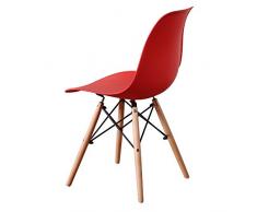 Italian Concept Set Sedia, Legno/Metallo Laccato/Polipropilene, Rosso, Taglia Unica,