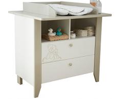 Demeyere 301470Â Orsetto Cassettiera fasciatoio con 2Â cassetti/2Â nicchie Bianco/Marrone chiaro 97Â x 88,3Â x 102,2Â cm