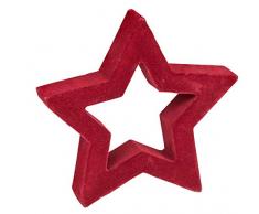 Unbekannt III Stella Rossa Floccata, ca. 14 x 14,5 x 2 cm, Decorazione per Natale, Avvento e in Inverno