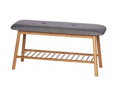 WENKO Panca scarpiera Bahari - Scarpiera con seduta imbottita, Bambù, 90 x 45 x 34 cm, Marrone