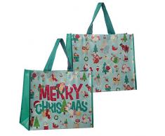 Puckator Miss Pretty London, Borsa per la Spesa Riutilizzabile, Motivo: Animali Natalizi, Multi, Height 33cm Width 40cm Depth 17cm