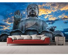 Oedim â Fotomurale in Vinile per Parete Statua Buddha ponta Pavimento | Fotomurale per pareti | Fotomurale in Vinile Decorativo | 500 x 300 cm | Decorazione da Sala da Pranzo, Soggiorno, Camera