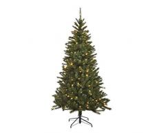 Black Box Trees Albero di Natale Sintetico, Altezza 155 cm, Diametro 86 cm, con 120 luci e 345 Aghi Finti di Pino, Colore Verde