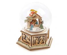 Small Foot 11389 Campana Luminosa Presepe con Carillon, in Legno, con Luce e Melodia Natalizia Illuminazione, Multicolore