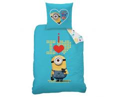 Minions Set di Biancheria da Letto, Cotone, Blu, 135Â x 200Â cm
