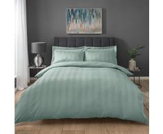 Sleepdown Stripe Waffle Duck Egg - Set di Biancheria da Letto Super King, in Policotone, Colore: Verde