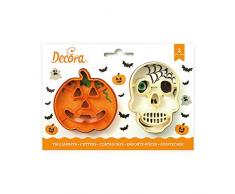 Decora 255067 Tagliapasta per Biscotti Teschio e Zucca, Plastica, Arancio