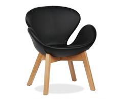 Lo+DeModa Swan Wood Arms Poltrona, Legno, Nero, 76x45x13 cm