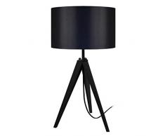 Tosel 64873Â struttura lampada Tissue, Legno Faggio Massiccio, paralume cotone, E27, 40Â W, legno nero, 30Â x 56Â cm