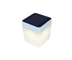 Lutec Table Cube Lampada da Tavolo a LED con Pannello Solare Integrato 1 W, Bianco, 13.3 x 12 cm