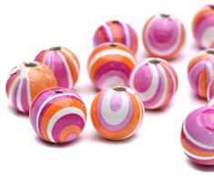 Perline illimitati Perline di Legno Rotondo Fantasia, Confezione da 20, Rosa