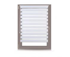 Relaxdays 10021306_730 Tenda a Rullo da Interni, Montaggio Senza Fori Tenda Avvolgibile a Strisce per Finestre, Tessuto, 106x156 cm Bianca