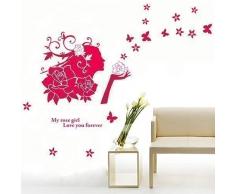 WALPLUS ADESIVI DA PARETE GERMOGLIO BELLEZZA rimovibile autoadesivo arte murale decalcomania vinile DECORAZIONE CASA fai-da-te VIVENTE ufficio camera letto carta parati cameretta bimbi regalo, Rosso