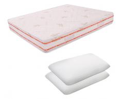 MiaSuite MATERASSO MATRIMONIALE SFODERABILE MEMORY FOAM 6 CM 160X190 ALTO 25 CM + DUE CUSCINI LATTICE ALTO 12 CM RELAX ORTOPEDICO