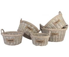 Moycor Acra Cestini Corda, Rattan, Grigio Sbiancato, 55Â x 55Â x 28Â cm, 5Â Pezzi