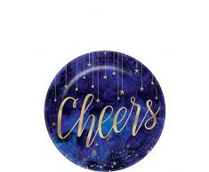 amscan 542206 - Piatto, multicolore 7 Oro metallizzato