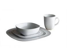 Denby - Servizio da tavola Quadrato, Serie: White Squares, Confezione da 4 Pezzi