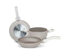 Pensofal,White Diamond Set 3 pezzi: 2 Padelle 24+28 cm + 1 Casseruola 2 maniglie 20 cm