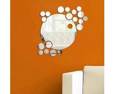 Walplus specchio da parete,ARTE rotondo combinazione 3D cristallo Adesivi parete rimovibile autoadesivo decalcomania vinile DECORAZIONE CASA fai-da-te VIVENTE ufficio camera letto cameretta