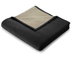 biederlack Coperta Avvolgente soffice e Morbida Coperta da Soggiorno âLanawash - Black-Camelâ in Lana, Color Nero-Grigio I Coperta da Divano di Dimensioni 150x200 cm I 718617