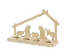 efco â Candleholder Silhouette Culla con 2 Parti e 4 Inserti, in cartapesta, Colore: Marrone, 31,5 x 9 x 21,5 cm