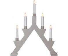 Star - Candelabro da finestra in legno, colore: Bianco/Grigio