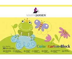 MarpaJansen 308.610-00 - Blocco di cartone, colori assortiti, in 10 colori, 22,5 x 32,5 cm, 30 fogli, 300 g/m2, per fai da te, multicolore, taglia unica