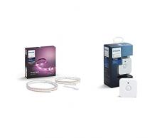 Philips Lighting Plus Striscia LED Smart, 16 Milioni Colori, Kit Base 2 m + Estensione di 1 m, Bianco & Hue Sensore di Movimento per Accensione e Spegnimento Lampadine, Batterie Incluse, Bianco