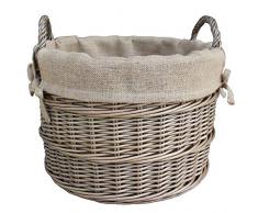 Red Hamper Hessian Rotonda Foderato di Vimini Portalegna