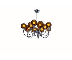 SP Light and Design Diva Sospensione 12 B + R, Struttura cromata, Vetro Ambra Lampada 4 W