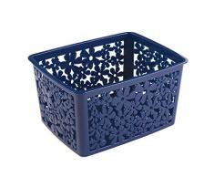 InterDesign Blumz Cestino Domestico per Cucina, Bagno Ufficio, Garage - 21,59 x 27,43 x 35,81 cm, Navy