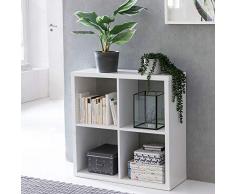 Wohnling Eddie - Scaffale a cubo, 77 x 29 x 77 cm, con 4 Scomparti, in Legno, Colore: Bianco