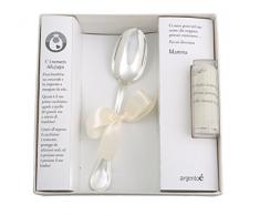 Cucchiaio Bimbo con Argento Dedica Mamma/Bimbo E Pergamena Poesia-Idea Regalo Neonati