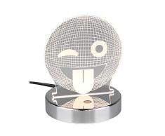 Reality Leuchten R52641106 - Lampada da tavolo a LEDSmiley, in metallo cromato e acrilico, con LED RGB da 3,2 W che cambia colore