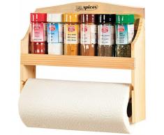 Kesper portaspezie con 6Â Bicchieri e Rotolo da Cucina, 28.5Â x 7Â x 25Â cm, Naturale