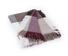 Lexington Coperta, Lana, Beige, Marrone/Bordeaux, Singolo, 170Â x 130Â x 0.2Â cm