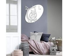 LAS - LASER ART STYLE Orologio da Parete Design Moderno Gufo per Cucina Salotto Soggiorno SI-240OR, Legno, Bianco-Grigio Luce, 68x68 cm