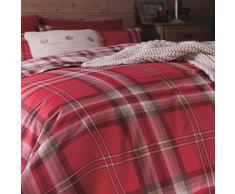Catherine Lansfield Kelso Completo Letto Singolo, Cotone, Rosso, a Una Piazza