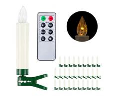 Relaxdays Set da 30 Candele, Telecomando, Timer, Illuminazione a LED, Decorativa, Senza Cavo, Bianco/Verde, ABS, PS, 10,5 x 4 x 1,5 cm