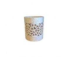 Stylla Londra casa Intagliato a Mano portacandele Decorativo in Ceramica, Legno, Naturale, 20.32Â x 20.32Â x 12.7Â cm