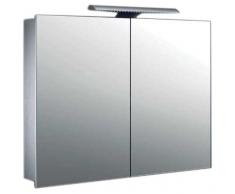 Mebasa myBATH MYBSPKALE - Armadio a Specchio Jokai con Effetto 3D, Ripiani in Vetro Regolabili, Illuminazione a LED, Interruttore a Leva, preassemblato, con Certificazione TÃV 80 cm Bianco