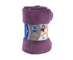 Blu câlin Coperta Matrimoniale pile in microfibra, diversi colori e taglie, Violine Pourpre, 220 x 240 cm