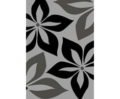 Flora Carpets 3825A-Modern Frise/Superverso - Tappeto da Salotto, Grigio/Nero, 150x80x1.2 cm