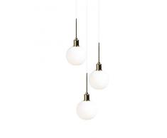 SP Light and Design Diva sospesione Tripla, Struttura Oro, Vetro Bianco Lampada a Sospensione 4 W