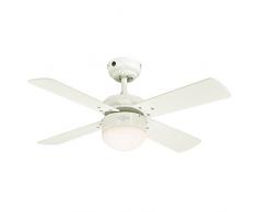 72417 Ventilatore da soffitto in nichel spazzolato per interni da 90 cm Colosseum, kit di luce LED dimmerabile con vetro smerigliato opale