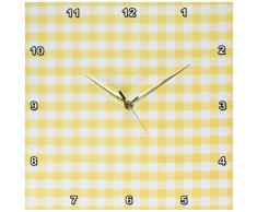3dRose DPP 113020Â _ 2Â Giallo e Bianco a Quadretti Pattern-Sunny Scacchi Rustico Country Cucina a Quadretti per Il Tema Check-Wall Orologio, 13Â da 33Â cm