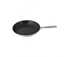 Arcos Serie Forza - Padella Antiaderente - Fondo a Triplo Strato (Acciaio Inossidabile + Alluminio + Acciaio Inossidabile) 28 cm - Manico Acciaio Inossidabile - Colore Argento (Senza PFOA)