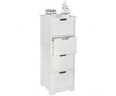 Wohnling Design:adschrank Luis Stile Rustico in Legno MDF, 30 x 83 x 30 cm, Bianco, Piccolo armadietto da Bagno con 4 cassetti, Multiuso