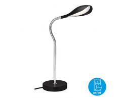 Briloner Leuchten Tavolo a LED, Lampada da scrivania con Interruttore, Tubo Flessibile Incluso, 500 Lumen, 3.000 Kelvin, Cromo Nero 4.5 W